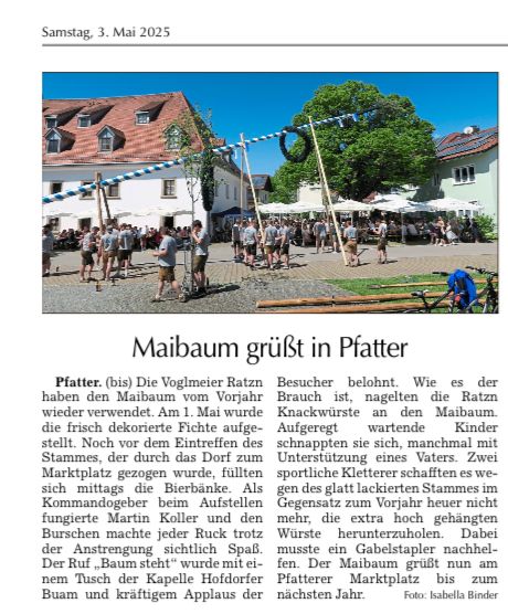 Maibaumaufstellen in Pfatter